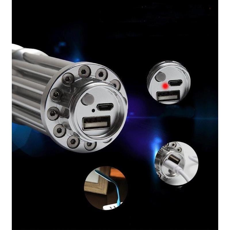 JX-B017 ไฟจุดกระดาษเลเซอร์สีฟ้า 50000mW ชาร์จ USB ไฟแรงสูง ระยะส่อง 1 เมตร วัสดุอลูมิเนียม รุ่น JX-0