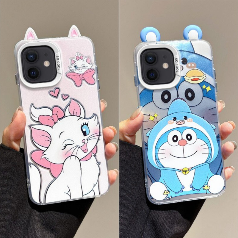 อะนิเมะน่ารัก Doraemon Marie Cat 3D หูเคสโทรศัพท์สําหรับ itel S25 Ultra S23 Plus A90 A80 A70 A60 A50