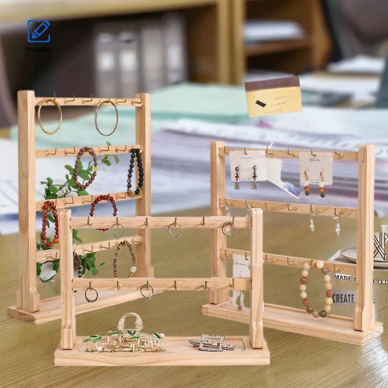 ONew ไม้เครื่องประดับขาตั้งสร้อยคอสร้อยข้อมือ Key Holder Hook Storage Rack ต่างหู Pin เข็มกลัดผู้ถือ