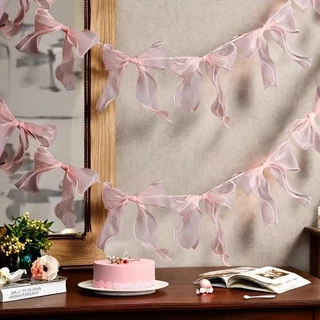 12PCS Bowknot แบนเนอร์แขวนจี้ Garlands สําหรับสาวเจ้าหญิงวันเกิด Party Decor งานแต่งงานภาพพื้นหลังตกแต่ง