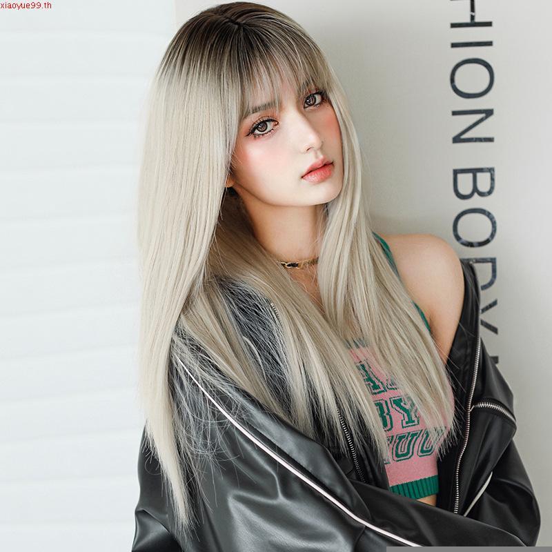 7jhh WIGS C-0358 วิกผมยาวตรง สีเทา สีเงิน สไตล์ยุโรป อเมริกัน สําหรับผู้หญิง
