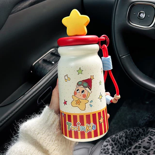 แก้ว Stars 500ml ดีไซน์น่ารัก ฝา2แบบ พร้อมที่กรองชา ด้านในเซรามิกสะอาดปลอดภัย