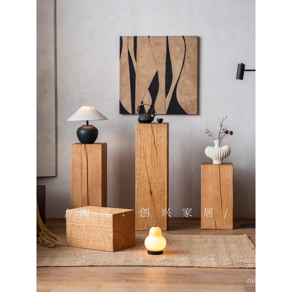 โต๊ะข้าง Pier Log ขาตั้งดอกไม้ B & B ไม้เนื้อแข็งร้านขายเสื้อผ้าขาตั้งมุมตาราง Swing ไม้กองโซฟาฐานโร