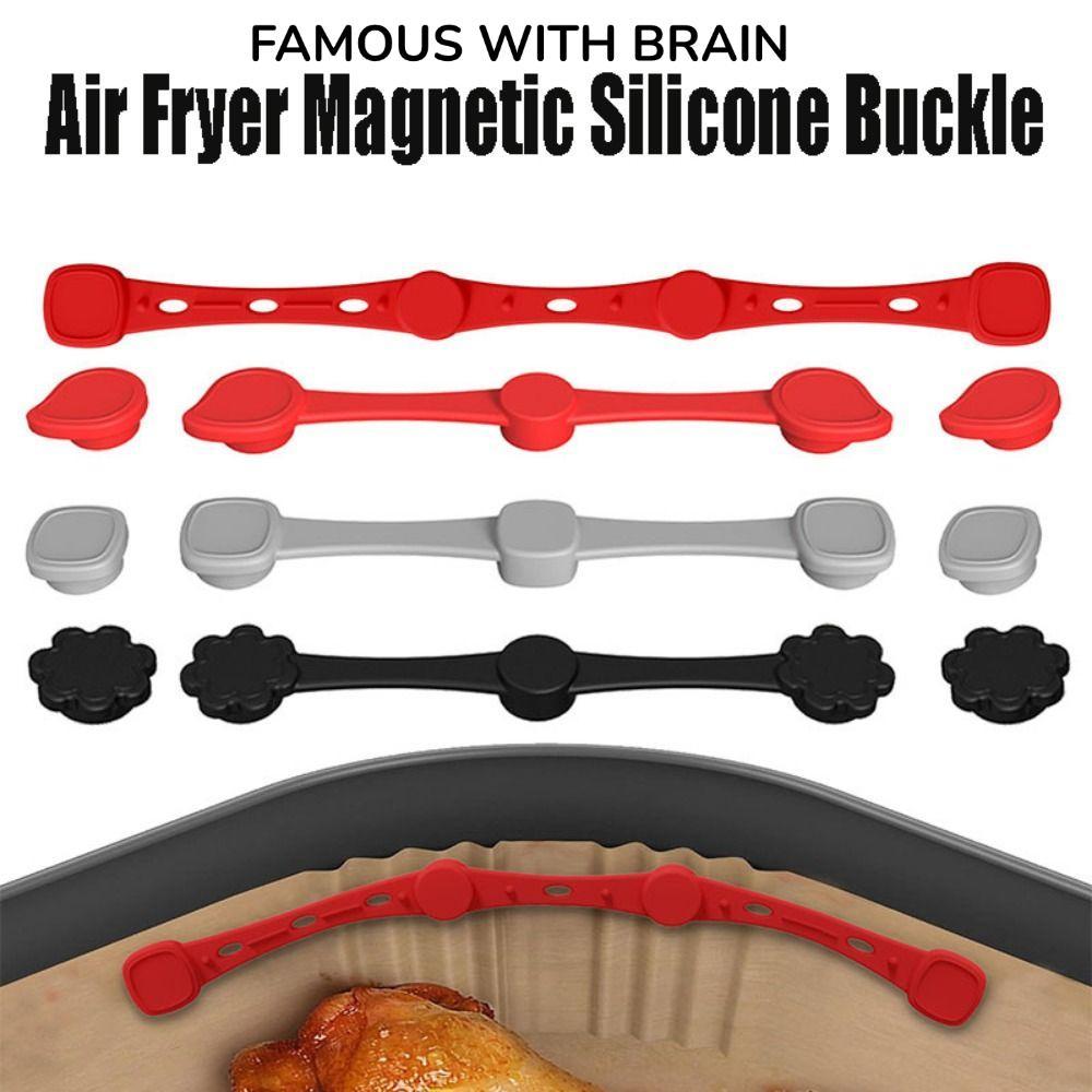 FAMOUS WITH BRAIN Air Fryer Magnets for Parchment Paper, Remove Air Fryer Magnetic Silicone Buckle, 