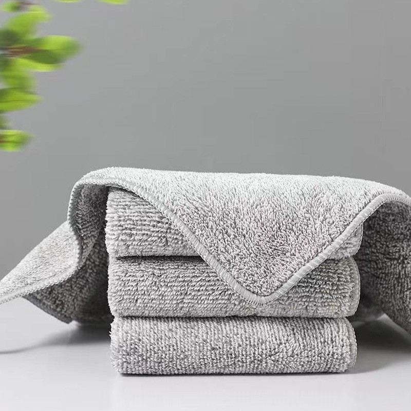 HomeBliss💖ผ้าเช็ดจานไมโครไฟเบอร์แบบหนาสําหรับห้องครัว เศษผ้าทําความสะอาดถ่านไม้ไผ่ทนน้ํามัน  25/30 ซม