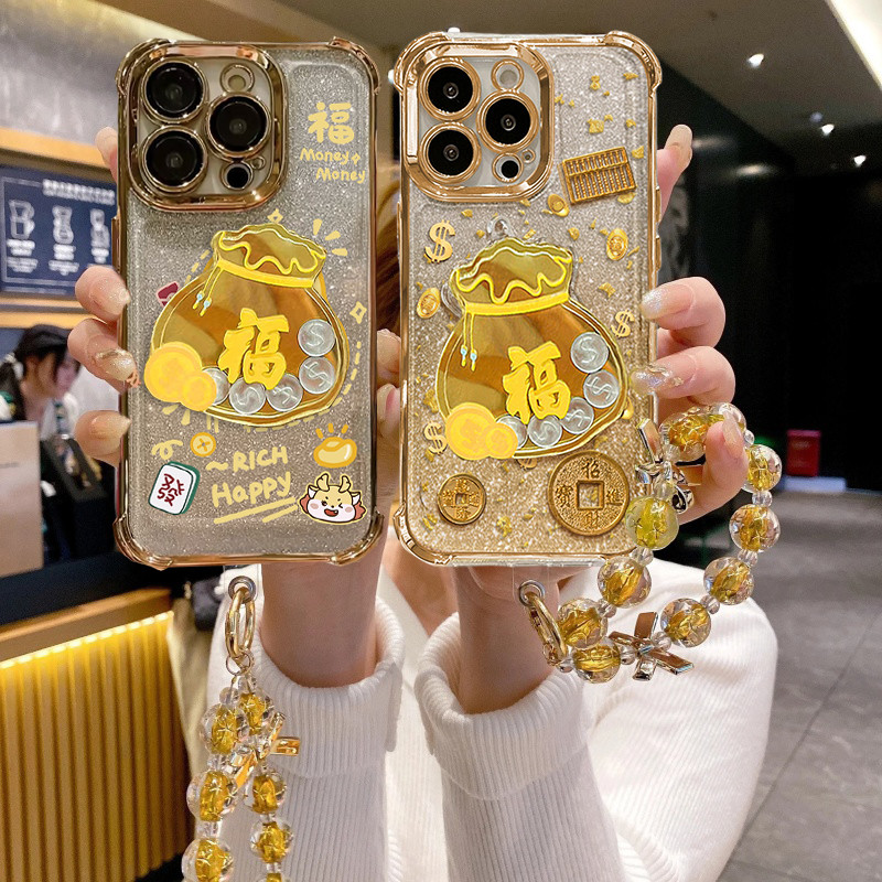 3D Gold Lucky เหรียญกระเป๋าสร้อยข้อมือปลอกสําหรับ Huawei Honor 400 Lite Pro X9D X9B X8A X8B X8C X7A 