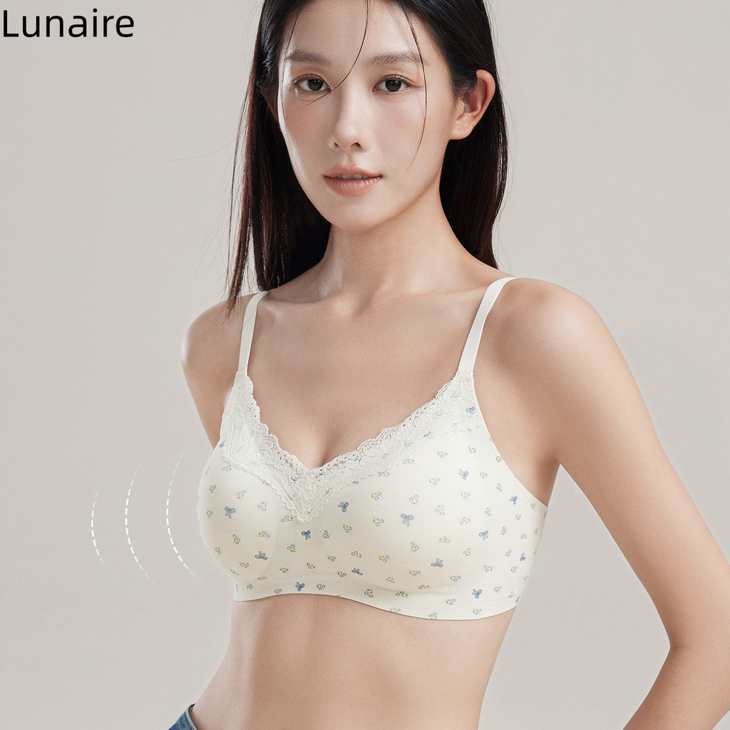 Lunaire บราพิมพ์ลายดอกไม้สดใสและอ่อนหวาน สไตล์ใหม่ปี 2026 สำหรับเด็กสาวและนักเรียน ไร้ตะเข็บและช่วยดันทรง