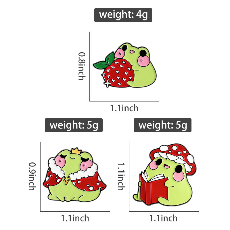 เข็มกลัดลายกบสตรอเบอร์รี่ดีไซน์น่ารัก สำหรับถุงเป้และของตกแต่ง - รูปที่ 7