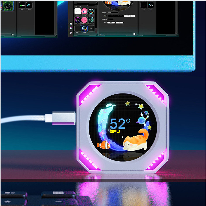 2.1 "DIY จอคอมพิวเตอร์แบบไดนามิกหน้าจอรอง CPU Cooler จอแสดงผล LCD Temp Monitor