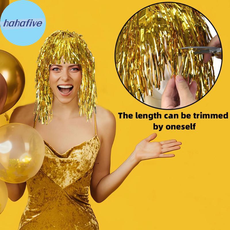 หมวกวิกผม foil metallic สำหรับชุดแฟนซีปาร์ตี้และคอสเพลย์