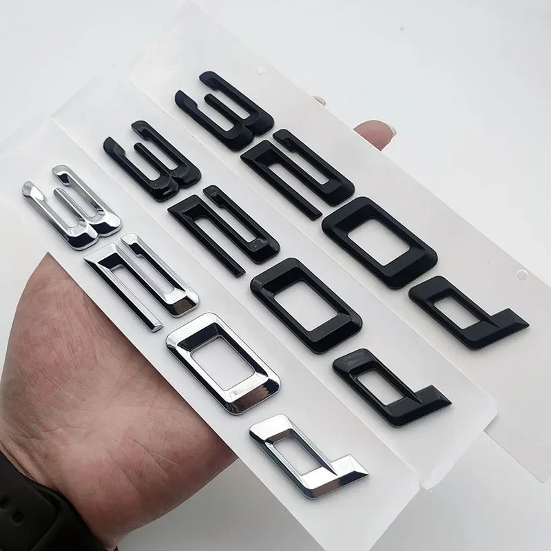 3D ABS Chrome Matt สีดํา 320d โลโก้สัญลักษณ์รถด้านหลังตัวอักษรสติกเกอร์สําหรับ BMW 320d E46 E90 E92 