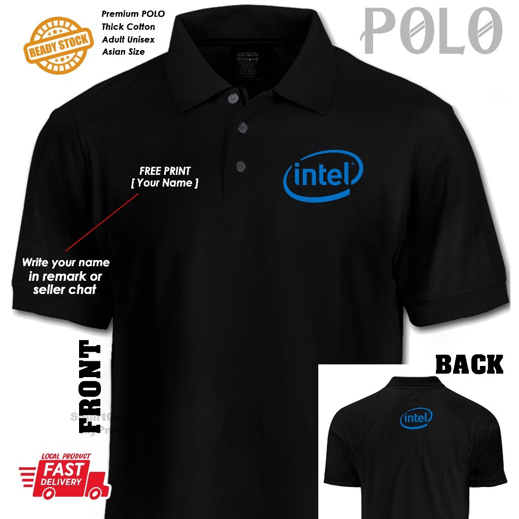 ชื่อฟรี ปลอกคอและเสื้อยืด Intel ผ้าฝ้าย Unisex คอมพิวเตอร์สําหรับผู้ใหญ่