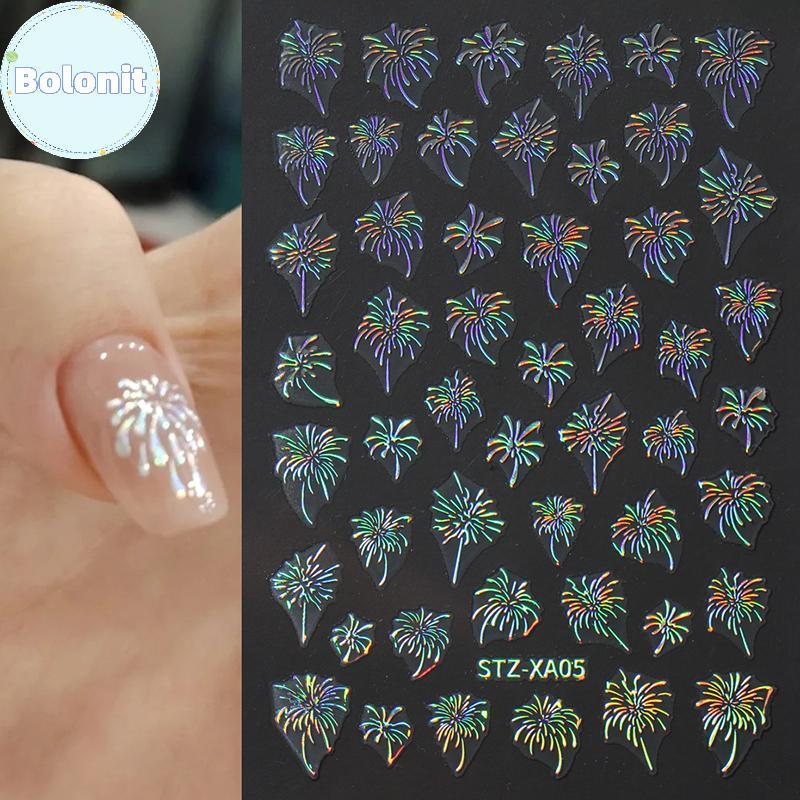 Bolonit Nail Fireworks สติ๊กเกอร์แฟลช Multicolor ตกแต่ง Stereoscopic Self-Adhesive Nail Salon อุปกรณ