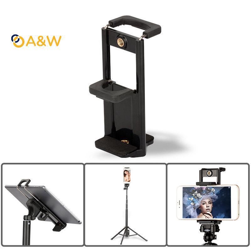 A&W Universal แท็บเล็ตโทรศัพท์ 2 in 1 1/4 "ขาตั้งกล้อง Mount Clamp Holder Bracket Selfie คลิป