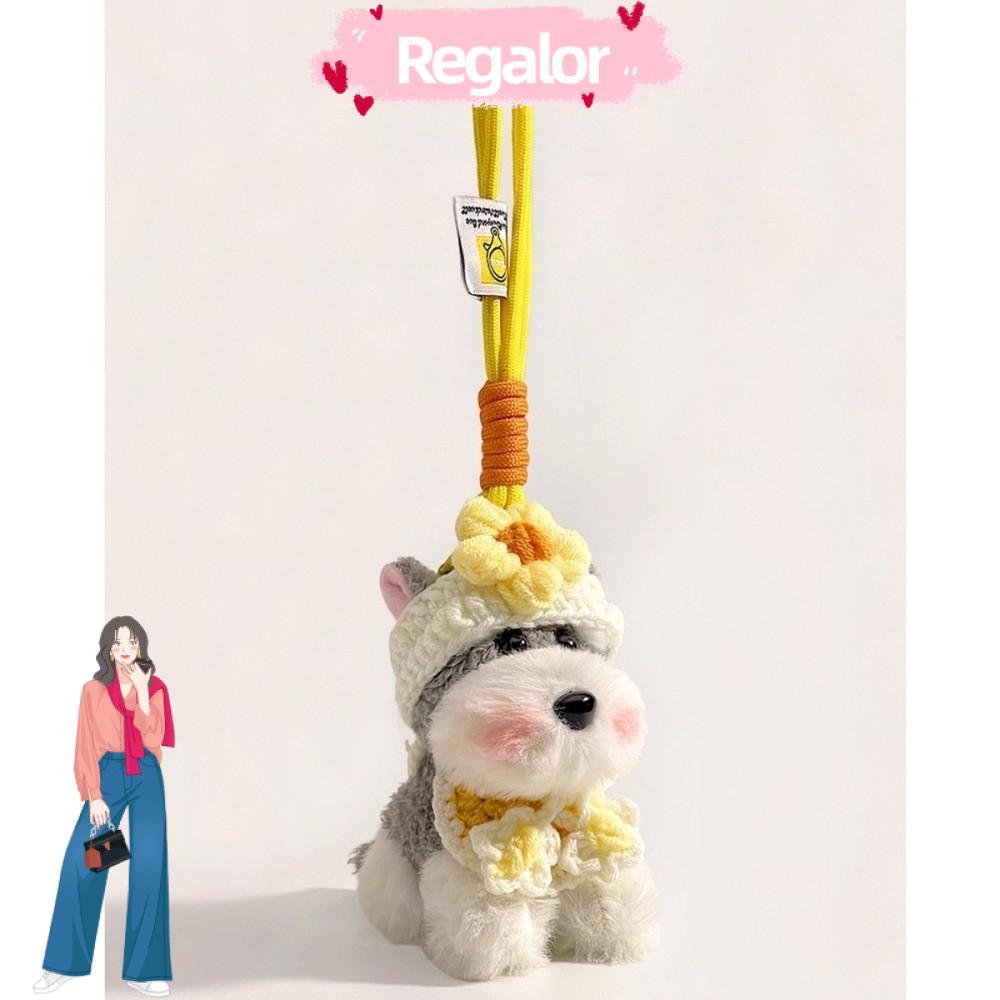 พวงกุญแจตุ๊กตาREGALOR ลายสุนัขSchnauzer น่ารัก และของตกแต่งกระเป๋าสไตล์ฟูฟูสำหรับเด็กชาย