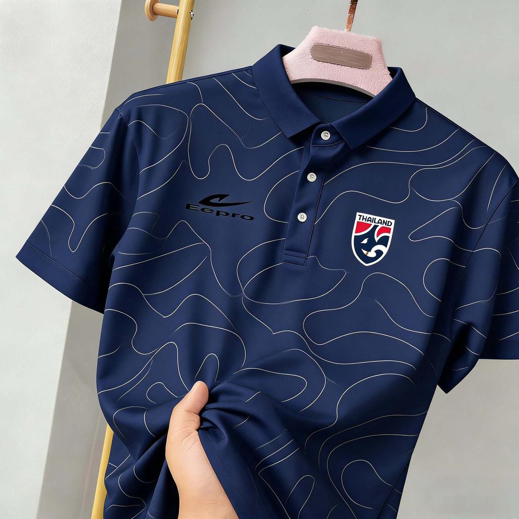 เสื้อเชิ้ตคอปกสีดำและเสื้อโปโลทีมชาติ เนื้อผ้าใส่สบาย แห้งไว ระบายอากาศดี เหมาะสำหรับใส่ในชีวิตประจำวัน