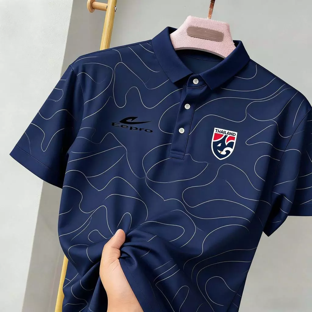 เสื้อเชิ้ตคอปกสีดำและเสื้อโปโลทีมชาติ เนื้อผ้าใส่สบาย แห้งไว ระบายอากาศดี เหมาะสำหรับใส่ในชีวิตประจำวัน