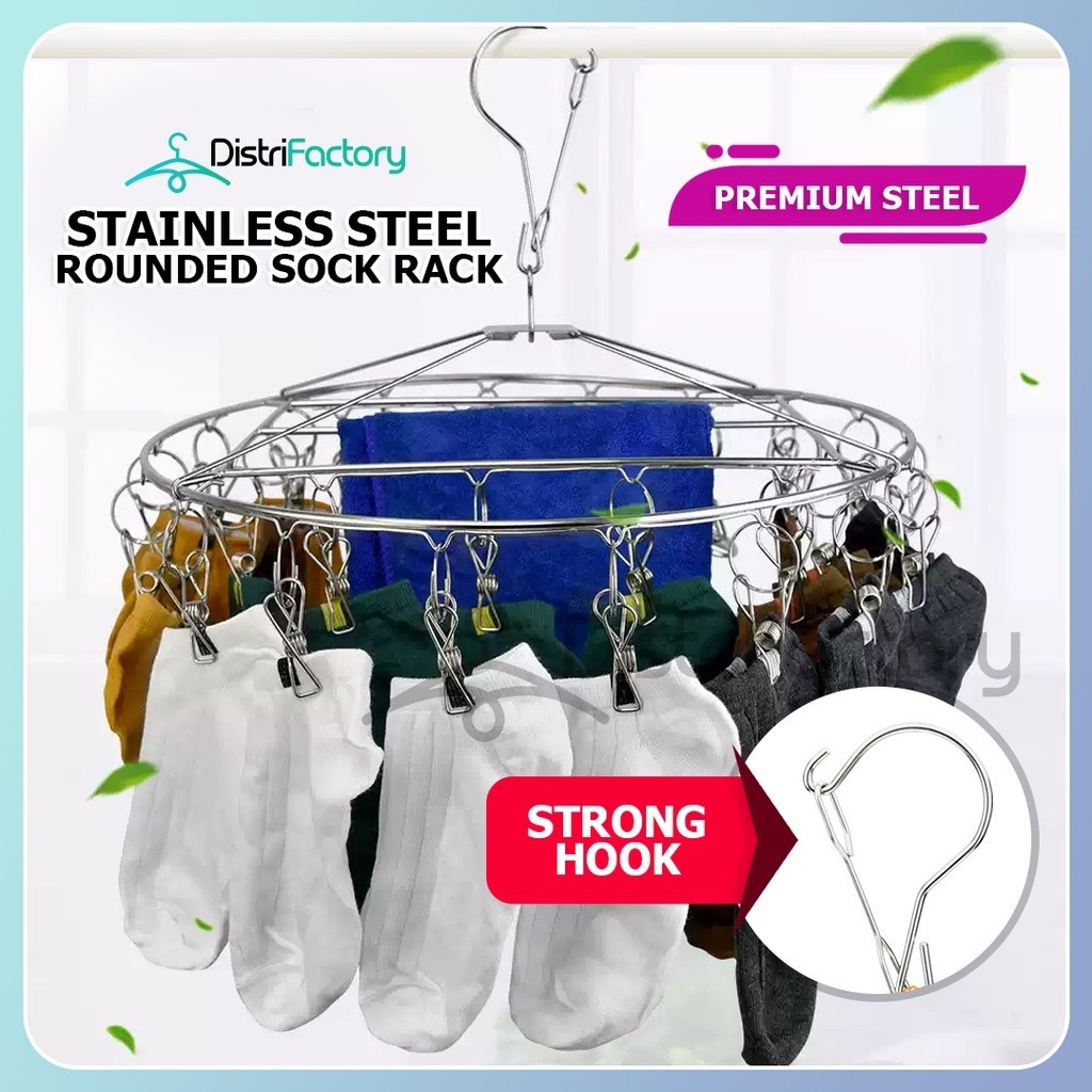 30 Clips Stainless Steel Laundry Drying Rack Clip and Drip Hanger Clothes Drying Hanger (Thicker Ver
