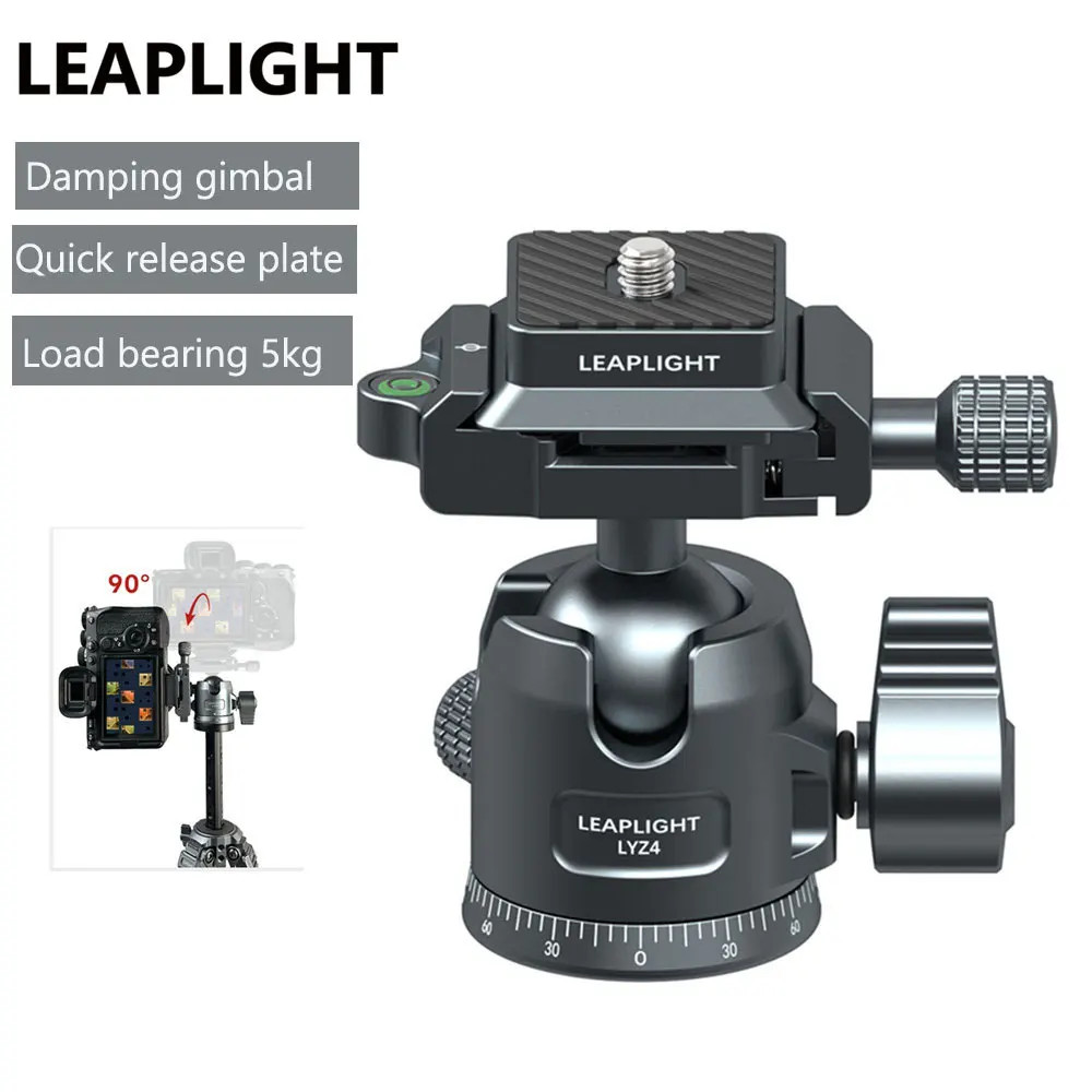 LEAPLIGHT 360 Panoramic ขาตั้งกล้องหัว U-รูป Groove Gimbal BallHead สําหรับกล้องโทรศัพท์วงเล็บคงที่อ