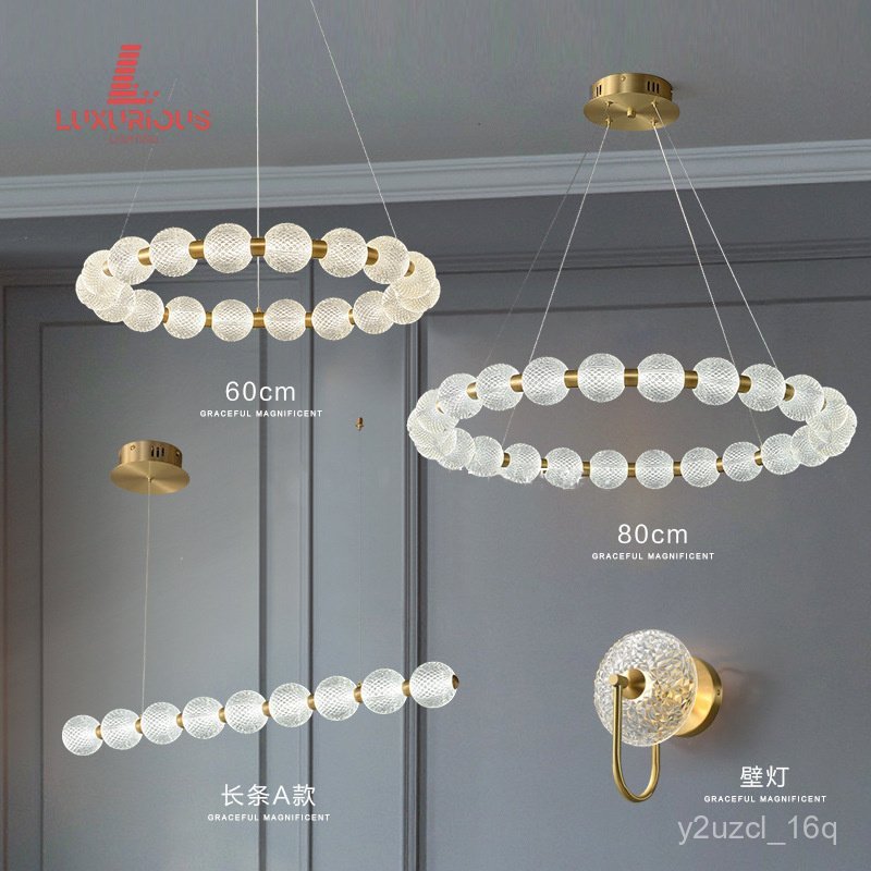 Postmodern Minimalist Dining Room Living Room Pendant Light Luxury Round Ring Study Room Model Room 
