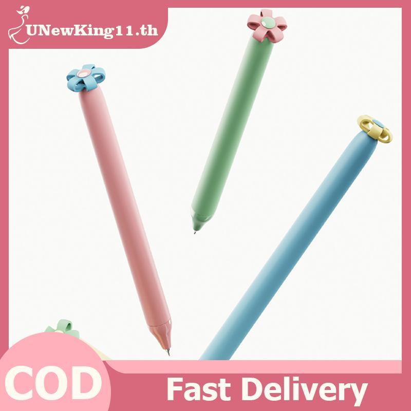 UNewKing 1/4 ชิ้นสร้างสรรค์ดอกไม้ขนาดเล็กรูป Push-Button 0.5 มม.สีดํา Quiz ปากกา/ของขวัญปากกา/เครื่อ