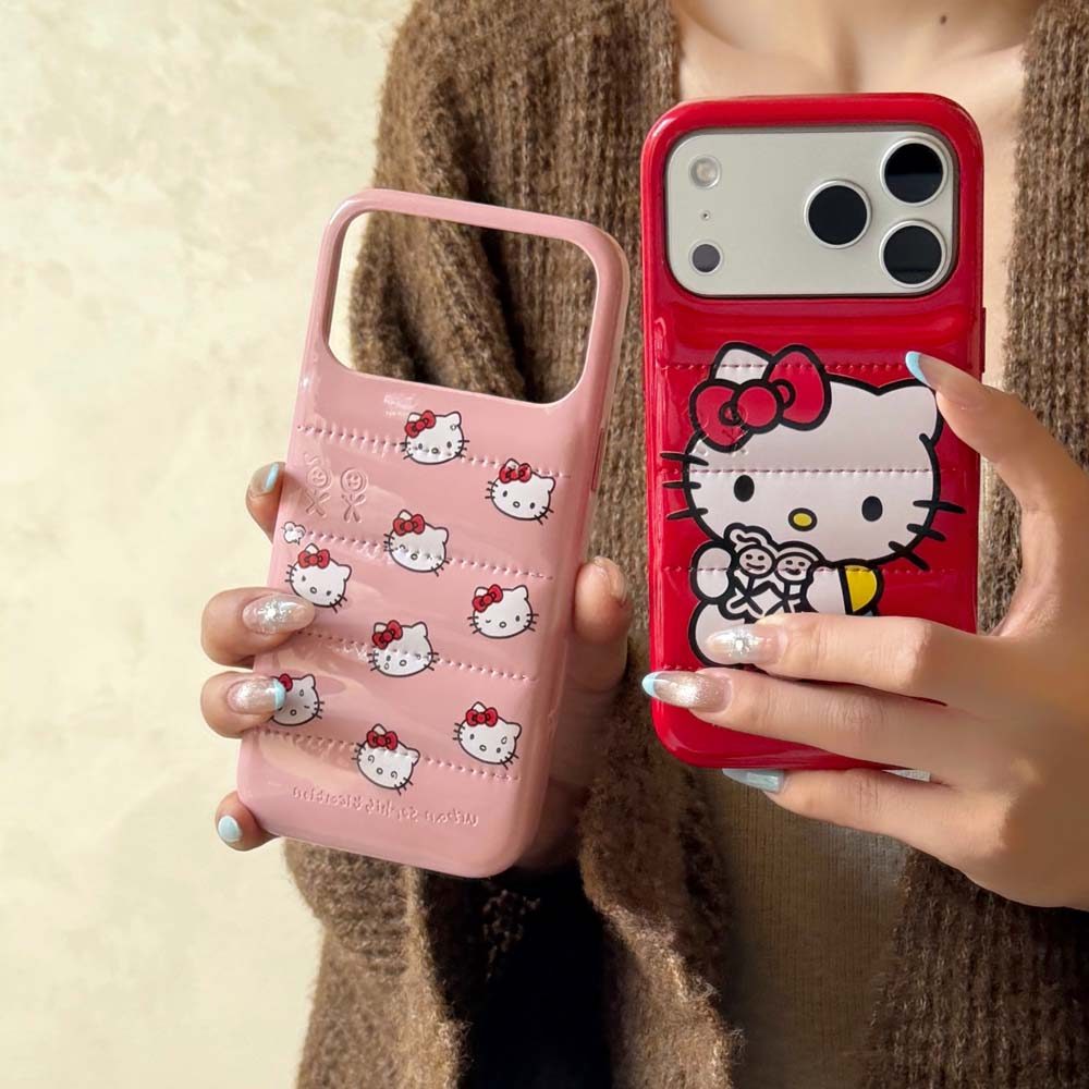 เคสโทรศัพท์แจ็คเก็ตดาวน์ hello kitty น่ารักเข้ากันได้กับ iPhone 17ProMax 16Pro Max 15Pro Max 13 14ProMax
