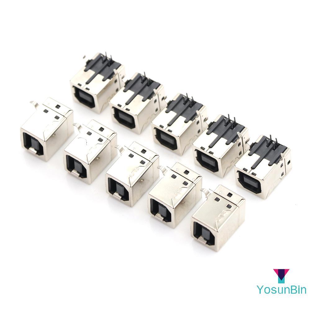 YosunBin] 10 ชิ้น USB หญิง Type-B พอร์ต 4 พินมุมขวา PCB DIP แจ็คซ็อกเก็ต AD ใหม่