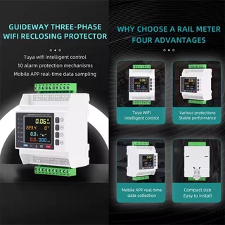 Tuya แคลมป์มิเตอร์พร้อมหน้าจอ 3 เฟส Wi-Fi วัดพลังงานไฟฟ้า เก็บประวัติย้อนหลัง ดูผ่านแอป พร้อมรีเลย์เปิดปิดโหลด-Clamp