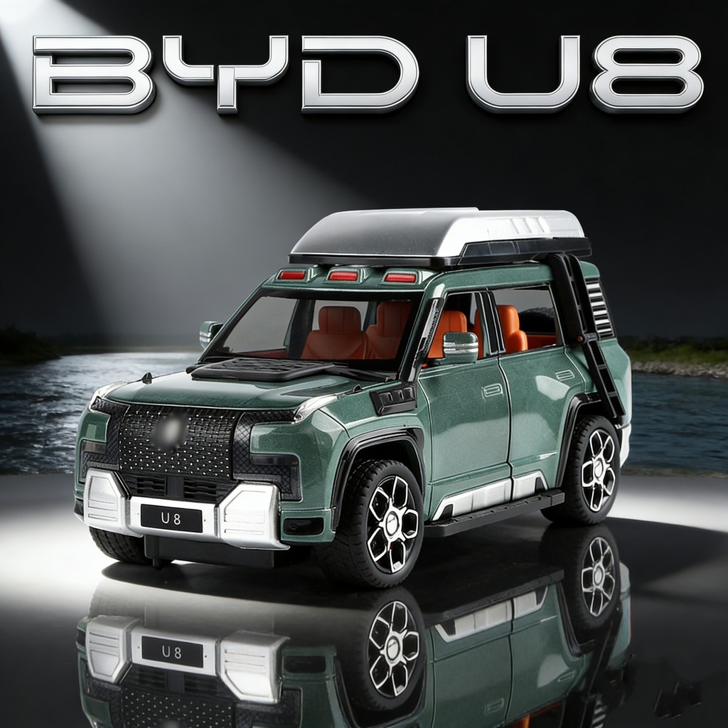 1:24 BYD U8 SUV รถออฟโรดโลหะผสมรถขนาดเล็กDiecastโลหะขนาดรถรุ่นSound & Lightของเล่นเด็กคอลเลกชันยานพา