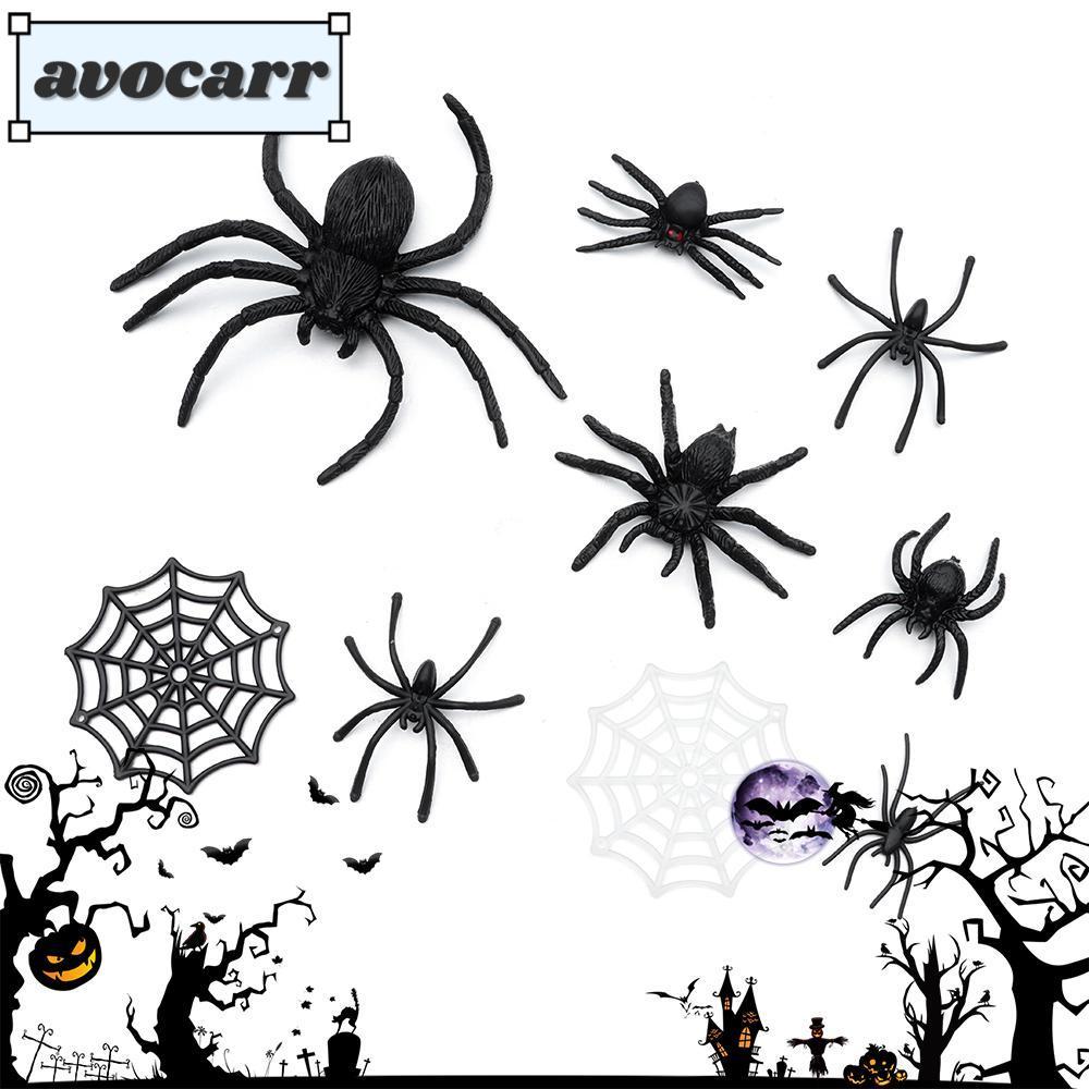 AVOCAR 20 ชิ้น/แพ็คพลาสติกแมงมุมปลอมเด็กฮาโลวีนของเล่นแปลกใหม่แมงมุมตกแต่ง