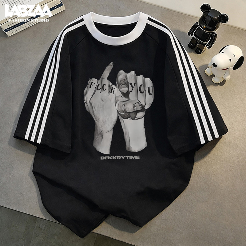 【จัดส่งจากกรุงเทพฯ】LABZAA เสื้อยืดแขนสั้นคอกลม ลวดลายแฟชั่น Oversized ระบายอากาศ ผ้าฝ้าย 100% YG1515