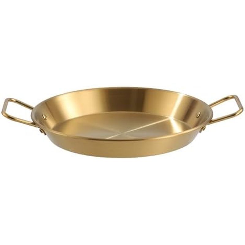 กระทะ Paella, 8.3 นิ้วทองสแตนเลส Paella กระทะ Dual Handle Nonstick Skillet กระทะไข่เจียวสําหรับบ้านร