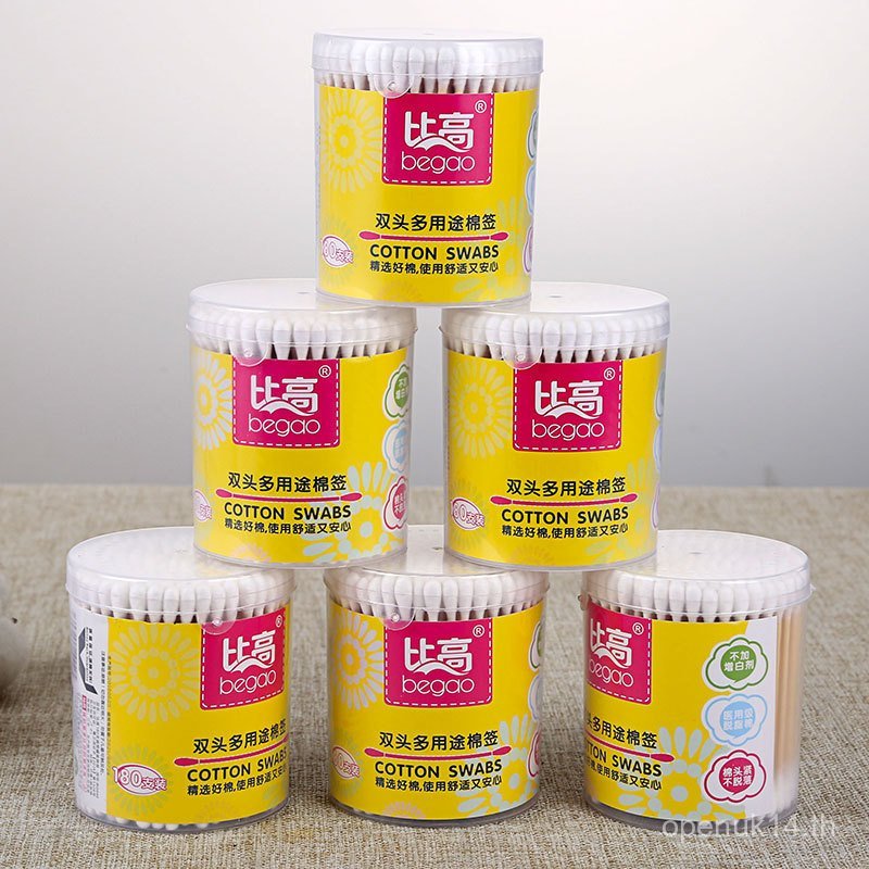 BIGO ผู้ผลิตสําลีกล่อง 180 สําลี Sticks แต่งหน้าความงามแต่งหน้า Remover หูหยิบสําลี Double-Ended Ski
