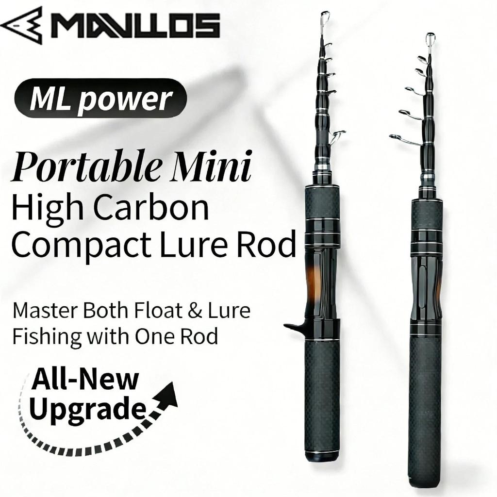 MAVLLOS Kanghao ML แบบพกพามินิคาร์บอนสูง Telescopic Fishing Rod 1.5 M/1.8 M 8 ส่วนน้ําหนักเบา Fast Action 2-10g Lure 2-8LB สาย 6KG ลากสูงสุด