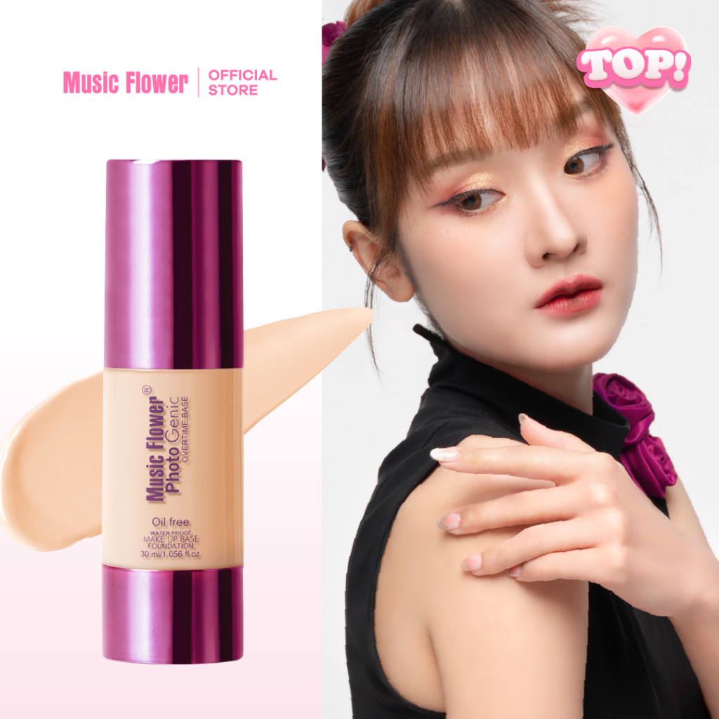 [Music Flower] Photo Genic รองพื้นเนื้อครีมบางเบากันน้ำคุมมัน ไม่เหนียวเหนอะหนะ 30 ML
