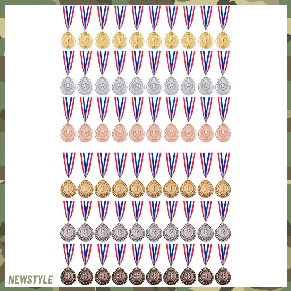 30pcs 2 นิ้วทองเงิน Bronze รางวัลเหรียญคอริบบิ้น 1st 2nd 3rd รางวัลเหรียญรอบ Winner รางวัลสําหรับเด็