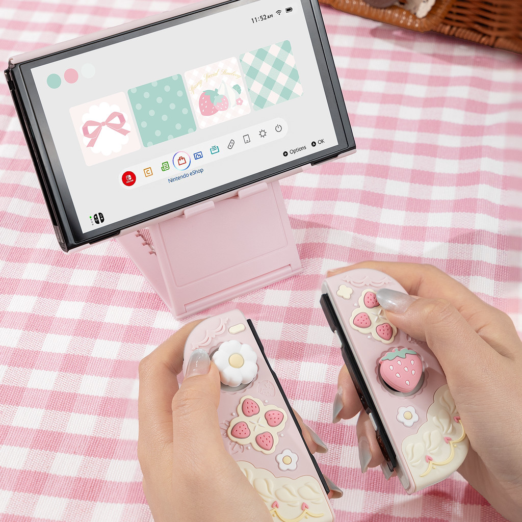 Geekshare เคสป้องกันธีมสตรอเบอร์รี่ฤดูใบไม้ผลิสําหรับ Nintendo Switch 2 และ Switch OLED ราคา ถูกที่สุด ดีลบีเคเค แกลเลอรีภาพที่ 2