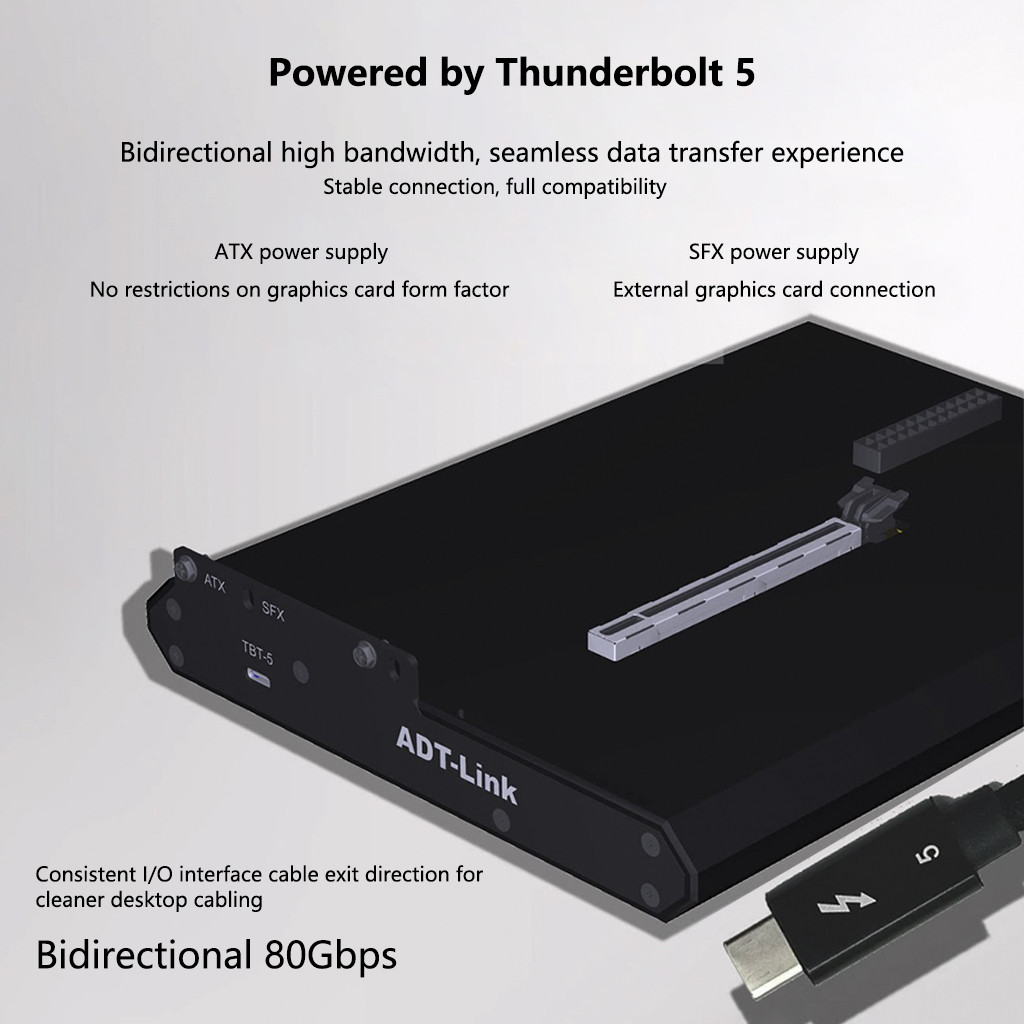 (ADT Link) Thunderbolt 5 Thunderbolt 5 กราฟิกการ์ด docking station เปิดตัวอลูมิเนียมทั้งหมด PCIe 4.0 80Gbps