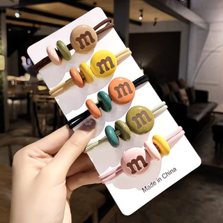 ยางมัดผม M&M หนังยางมัดผมสีสันสดใส เครื่องประดับผมสไตล์น่ารัก สำหรับผู้หญิง พร้อมส่ง
