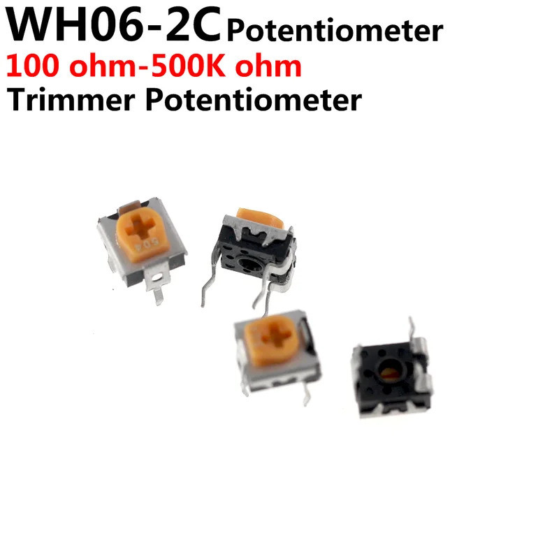 100pcs WH06-2C 100 200 500 1K 2K 5K 10K 20K 50K 100K 200K 500K 1M โอห์ม Trimmer Potentiometer Variab