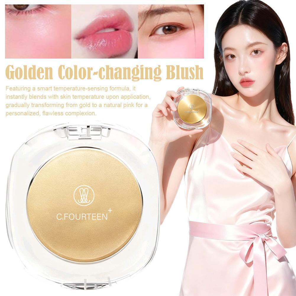 Golden Color-changing Powder Blusher กันน้ํา Long-lasting Makeup Matte Texture Blush Blush Q0t4