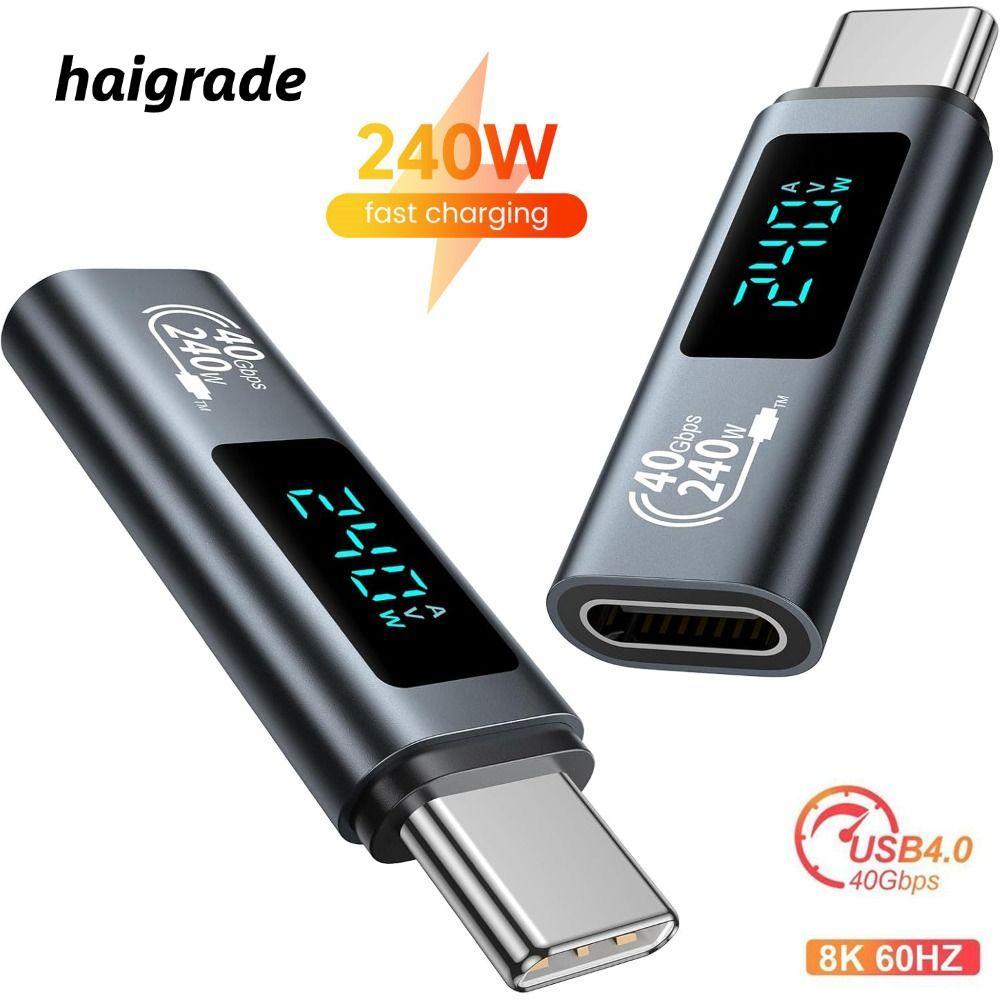 HAIGRADE เครื่องทดสอบ USB C 4.0, 8K 60HZ PD 240W Type-C Power Meter,คุณภาพสูง 40Gbps Data Transmissi