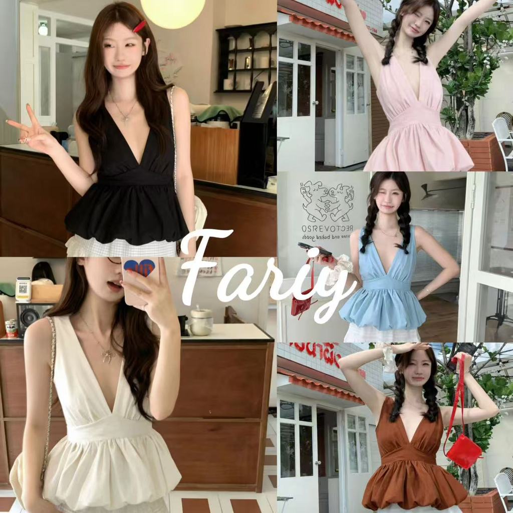 Fariy🍒คลังสินค้าพร้อม🍒 สินค้าใหม่ประจำฤดูร้อนปี 2026 เสื้อกั๊กผูกคอระบายเรียบหรูสำหรับผู้หญิง ทรงเข้ารูป สวมใส่ได้หลากหลายสไตล์ ไม่ซ้ำใคร
