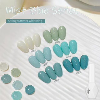 SHAKA สีทาเล็บเจล หมอกฟ้า 6 สี โทนฟ้าขาวละมุน เพ้นท์เล็บ แบบแช่ออก ติดทนนาน UV ทำเล็บ [SK502]
