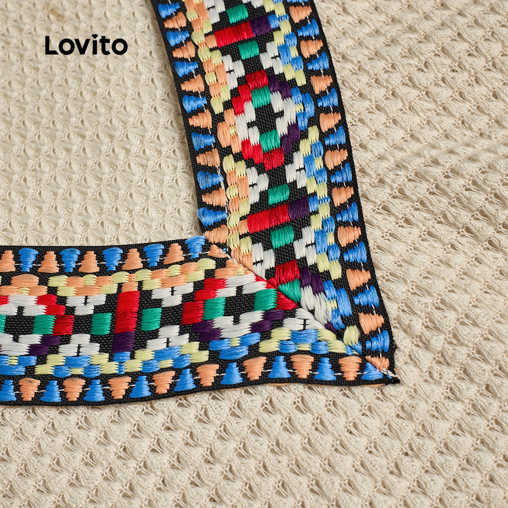 Lovito تيشيرت نسائي بكشكش على الياقة — صورة 4