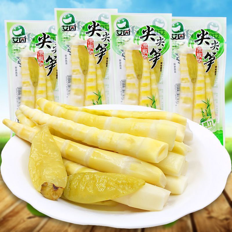 艾园泡椒尖尖笋山椒脆竹笋开袋即食笋干下饭菜特产小吃零食Aiyuan Pickled Pepper Bamboo Shoots, Spicy Bamboo Shoots, Ready-to-Eat Dried Bamboo Shoots, Specialty Snacks and Food Accompan