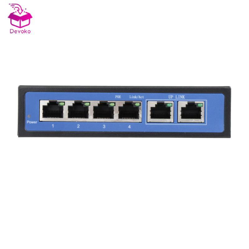 [chiwanji2mf] 6 พอร์ต 10/100Mbps 4 POE Port& 2 Uplink Power Over Ethernet Switch Adapter