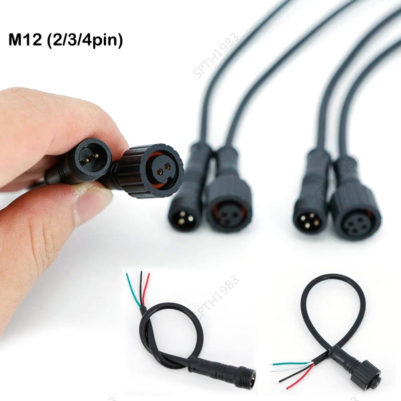 20 ซม.M12 2 3 4 Pin core กันน้ํา IP65 สายปลั๊ก 24AWG 2A สําหรับแหล่งจ่ายไฟกลางแจ้ง LED แถบชายหญิงแจ็คเชื่อมต่อ TH19B3