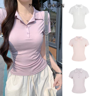 < MOSESQUEEN > เสื้อตัวเต็มตัวแบบพับเป็นเอกลักษณ์ ด้านหน้าแขนสั้น คอไลค์รา รูปทรงนุ่มนวลและเรียบเนียน #63568
