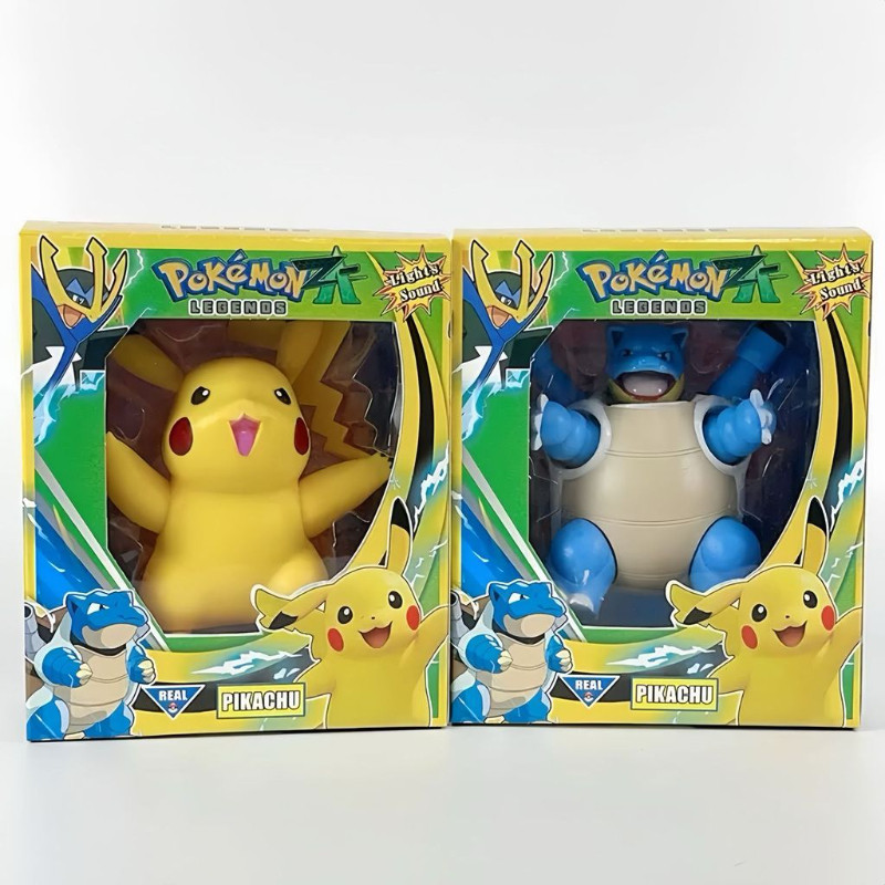 +เครื่องประดับรูปโปเกมอน Pikachu Set Doll Jenny Turtle Pokémon Glowing Voice Doll Figure